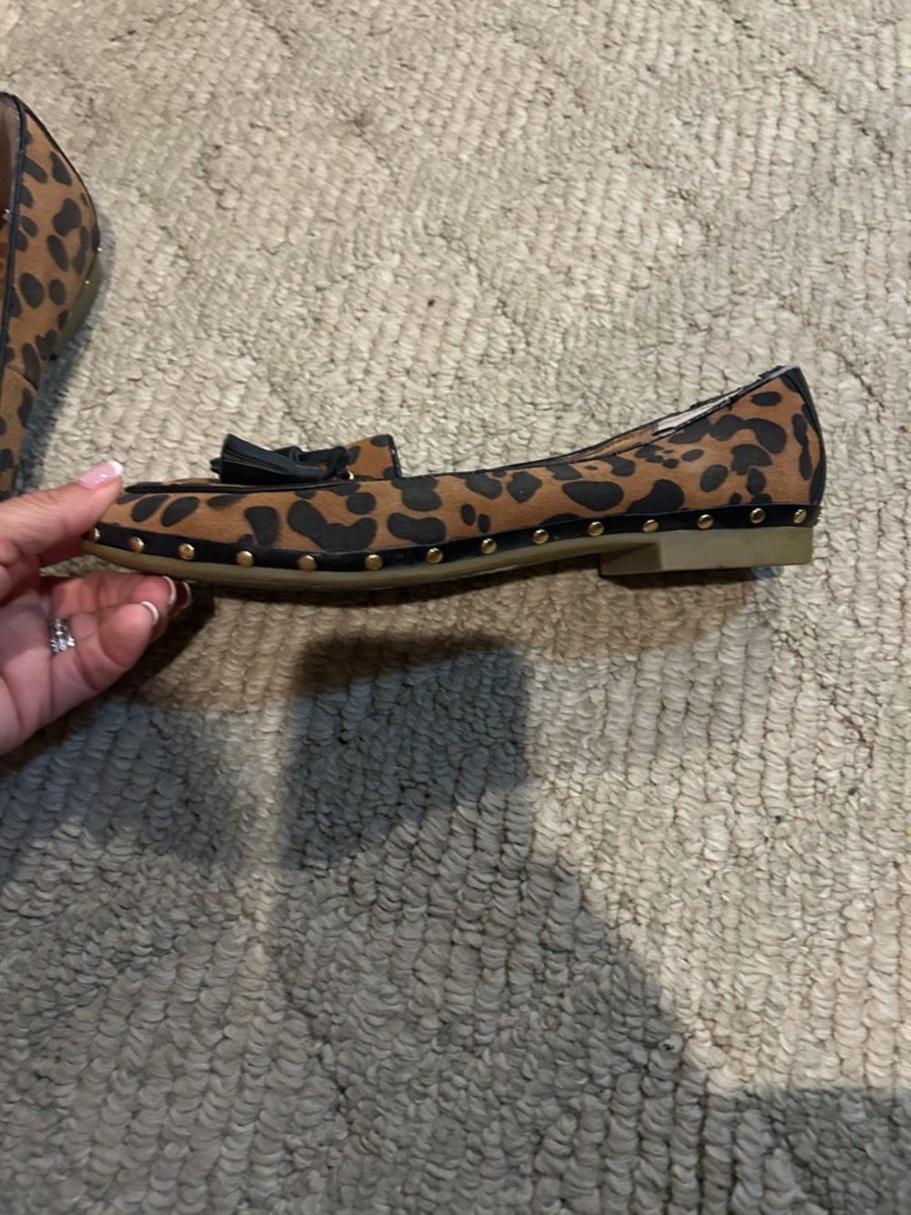 Dolce Vita Leopard Print Tassel Loafers in Brown & Black - Picture 4 of 11